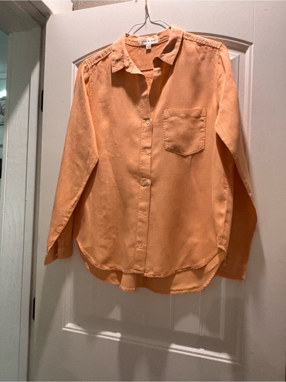 Cloth & Stone Peach Button Down Shirt Medium Relaxed Washed Blouse